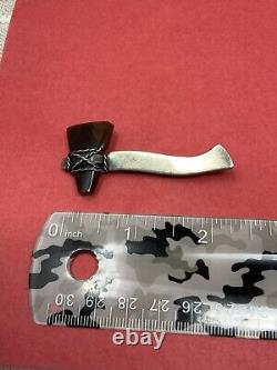 Vintage Sterling Silver Turquoise Tomahawk Axe Native American Pin Brooch