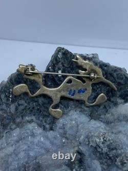 Vintage Sterling Silver Wiley Coyote Brooch Turquoise Eye Native Made