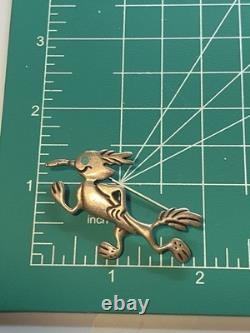 Vintage Sterling Silver Wiley Coyote Brooch Turquoise Eye Native Made