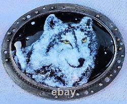Vintage Sterling Silver Wolf Pendant Native American Brooch Pin Stamped & Signed