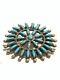 Vintage Sterling Silver Zuni Signed Eh Needle Point Cluster Turquoise Pin