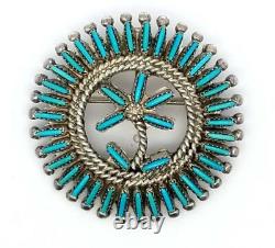 Vintage Sterling Silver Zuni Turquoise Needle Point Pin/Brooch 11.0 Grams