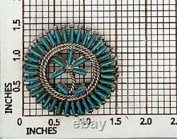 Vintage Sterling Silver Zuni Turquoise Needle Point Pin/Brooch 11.0 Grams