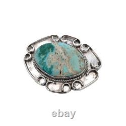 Vintage Sterling Silver and Oval Turquoise Pin Brooch