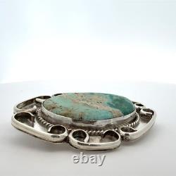 Vintage Sterling Silver and Oval Turquoise Pin Brooch