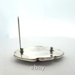 Vintage Sterling Silver and Oval Turquoise Pin Brooch