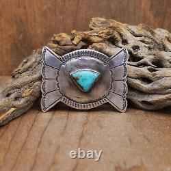 Vintage Sterling Silver and Triangle Turquoise Stone Pin