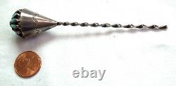 Vintage Sterling Turquoise ZUNI HAIR STICK / Pin 4.5 Inch Needlepoint