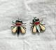 Vintage Sterling Zuni Stone Inlay Pair Of Insect Fly Pins