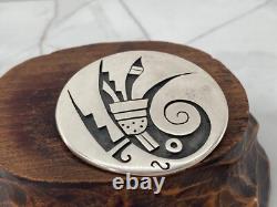 Vintage Taxco Symbolic Overlay Brooch Sterling Silver Medicine Man Silversmith