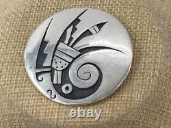 Vintage Taxco Symbolic Overlay Brooch Sterling Silver Medicine Man Silversmith