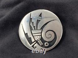 Vintage Taxco Symbolic Overlay Brooch Sterling Silver Medicine Man Silversmith