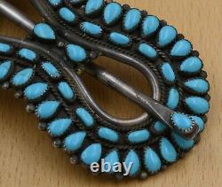 Vintage Traditional Navajo Old Pawn Sterling Silver Turquoise Cluster Hair Pin