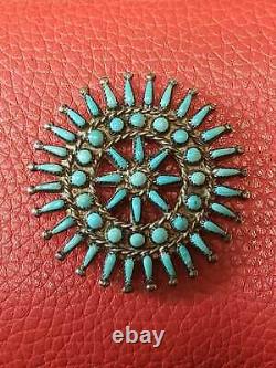 Vintage Turquoise Native American Navajocheama Signed Sterling Pin/brooch