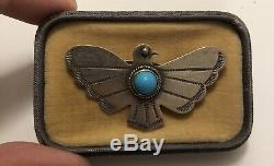 Vintage Turquoise Thunderbird Fred Harvey Era Navajo Pin