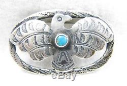 Vintage UITA 22 United Indian Traders Assoc Thunderbird Turquoise Brooch Pin