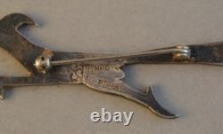 Vintage Unique Sterling Silver Inlay Pin Brooch Roadrunner Bird 3 Long