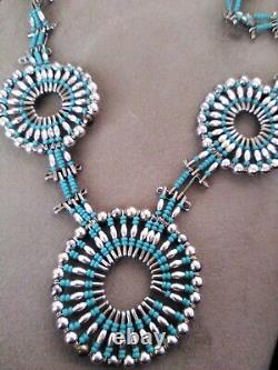 Vintage VTG Native American Jewelry Circle Medallion Necklace Beaded SAFETY PINS