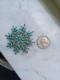 Vintage Vera Halusewa Zuni Indian Petit Point Turquoise Needlepoint Pendant Pin
