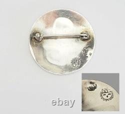 Vintage Victor Coochwytewa sterling silver Native American round brooch pin
