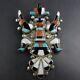 Vintage Zuni Pin/brooch Sterling Silver Knifewing Inlay Turquoise Coral Mop Jet