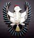 Vintage Zuni Sterling Silver Inlay Turquoise Needlepoint Thunderbird Pin Brooch