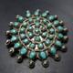 Vintage Zuni Sterling Silver Snake Eye Turquoise Petit Point Pin/brooch Round