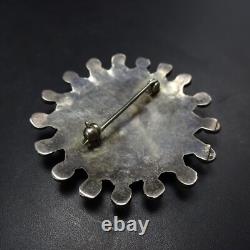 Vintage ZUNI Sterling Silver SNAKE EYE TURQUOISE Petit Point PIN/BROOCH Round