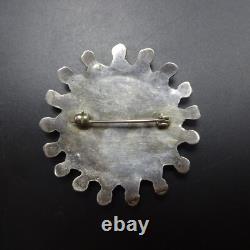 Vintage ZUNI Sterling Silver SNAKE EYE TURQUOISE Petit Point PIN/BROOCH Round