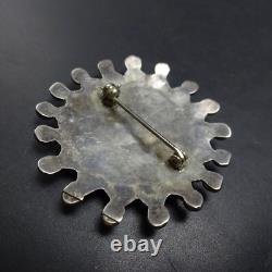 Vintage ZUNI Sterling Silver SNAKE EYE TURQUOISE Petit Point PIN/BROOCH Round