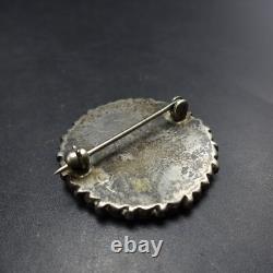 Vintage ZUNI Sterling Silver SNAKE EYE TURQUOISE Sun Face PIN/BROOCH 1 Round