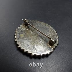 Vintage ZUNI Sterling Silver SNAKE EYE TURQUOISE Sun Face PIN/BROOCH 1 Round