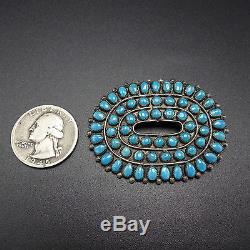 Vintage ZUNI Sterling Silver & Turquoise Petit Point PIN/BROOCH Snake Eyes