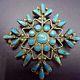 Vintage Zuni Sterling Silver & Turquoise Petit Point Snowflake Pin/brooch