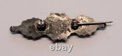 Vintage ZUNI Sterling & Turquoise Pin Brooch Needlepoint Signed