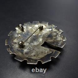 Vintage ZUNI SterlingSilver SUN FACE Inlay PIN/BROOCH PENDANT Turq Coral Jet MOP