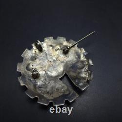 Vintage ZUNI SterlingSilver SUN FACE Inlay PIN/BROOCH PENDANT Turq Coral Jet MOP