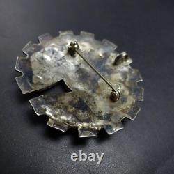 Vintage ZUNI SterlingSilver SUN FACE Inlay PIN/BROOCH PENDANT Turq Coral Jet MOP
