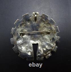 Vintage ZUNI SterlingSilver SUN FACE Inlay PIN/BROOCH PENDANT Turq Coral Jet MOP