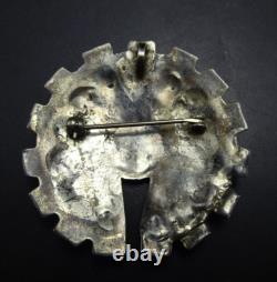 Vintage ZUNI SterlingSilver SUN FACE Inlay PIN/BROOCH PENDANT Turq Coral Jet MOP
