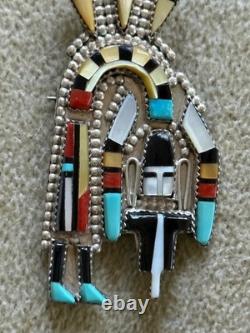 Vintage Zuni Belt Brooch Multi Stone Inlaid Native American Artist signed
