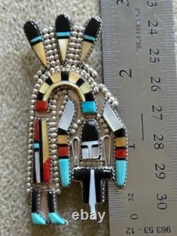 Vintage Zuni Belt Brooch Multi Stone Inlaid Native American Artist signed
