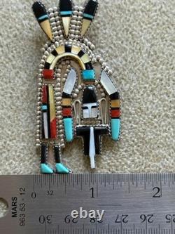 Vintage Zuni Belt Brooch Multi Stone Inlaid Native American Artist signed