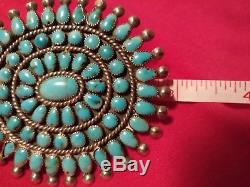 Vintage Zuni Cerrillos Turquoise Cluster Pin 1940's Exquisite