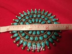 Vintage Zuni Cerrillos Turquoise Cluster Pin 1940's Exquisite