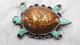 Vintage Zuni Cowrie Shell Turtle Turquoise Brooch Sterling Pin Native American