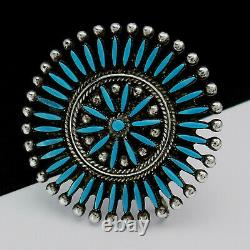 Vintage Zuni F. Pablito Turquoise Sterling Silver Needlepoint Pendant Brooch Pin