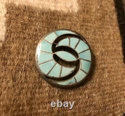 Vintage Zuni Green Turquoise Hummingbird Pin