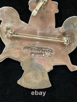 Vintage Zuni HE Cellicion Knifewing Sterling Silver Inlay Pin Pendant 20