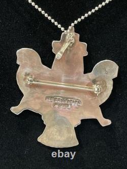 Vintage Zuni HE Cellicion Knifewing Sterling Silver Inlay Pin Pendant 20